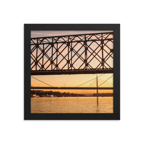 Sunset on a bridge in Belgrade (framed)