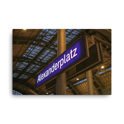 Wall art of Alexanderplatz train station sign