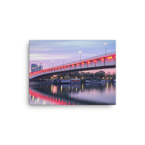 Sava Bridge in Europe during sunset